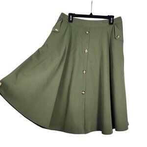 Shein Women's Green Single Breasted Flare Skirt with Button Details Size XL